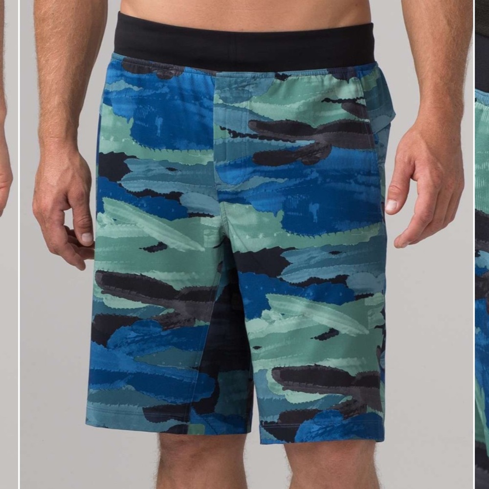 Lululemon core shorts medium‎ 11” camo green blue men’s linerless